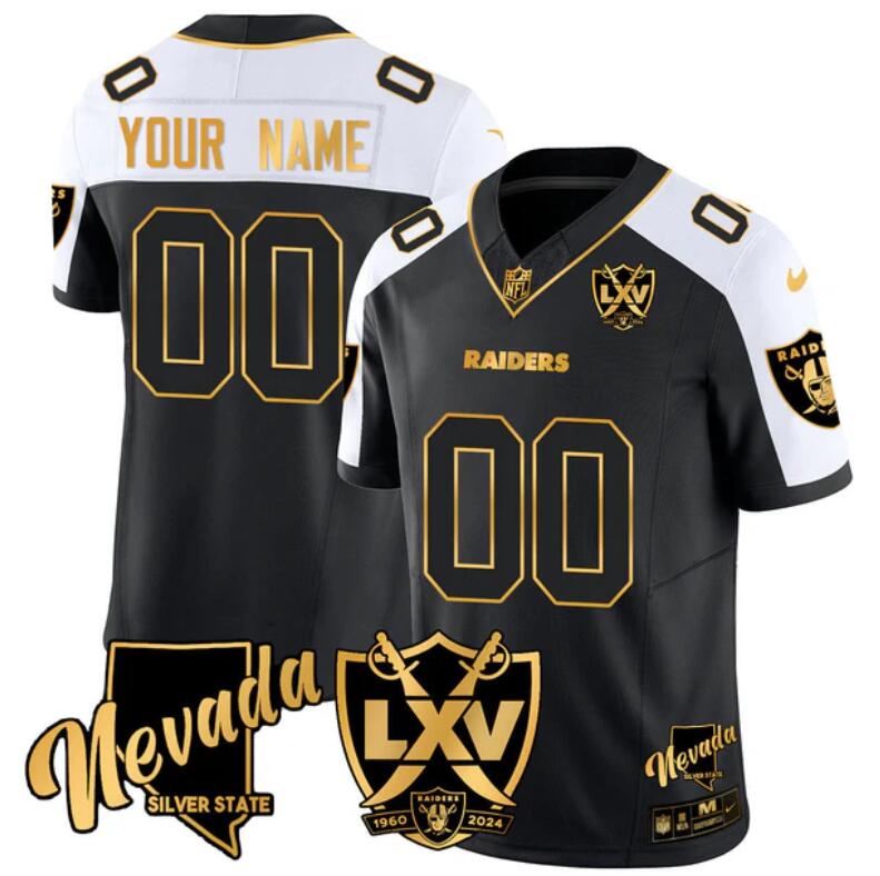 Men's Las Vegas Raiders Active Player Custom Black Alternate 2024 F.U.S.E With 65th Anniversary Patch Stitched Football Jersey