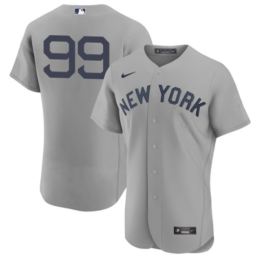 Men's New York Yankees #99 Aaron Judge 2021 Grey Field of Dreams Flex Base Stitched Baseball Jersey