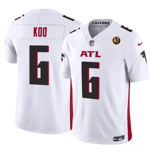 Men's Atlanta Falcons #6 Younghoe Koo White 2023 F.U.S.E. With John Madden Patch Vapor Limited Stitched Football Jersey