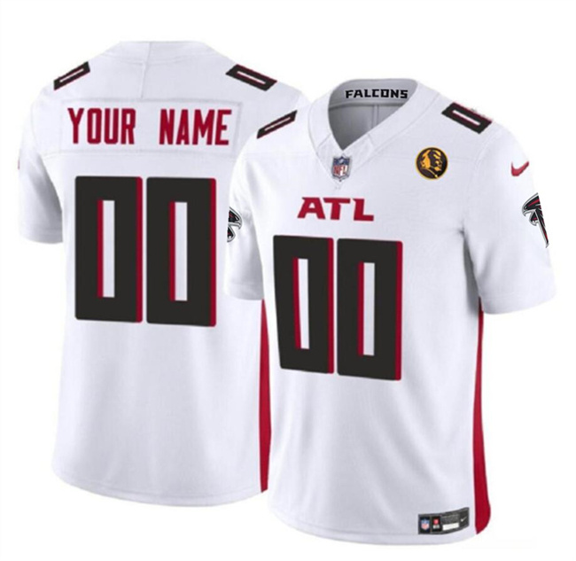 Men's Atlanta Falcons Active Player Custom White 2023 F.U.S.E with John Madden Patch Vapor Limited Stitched Football Jersey