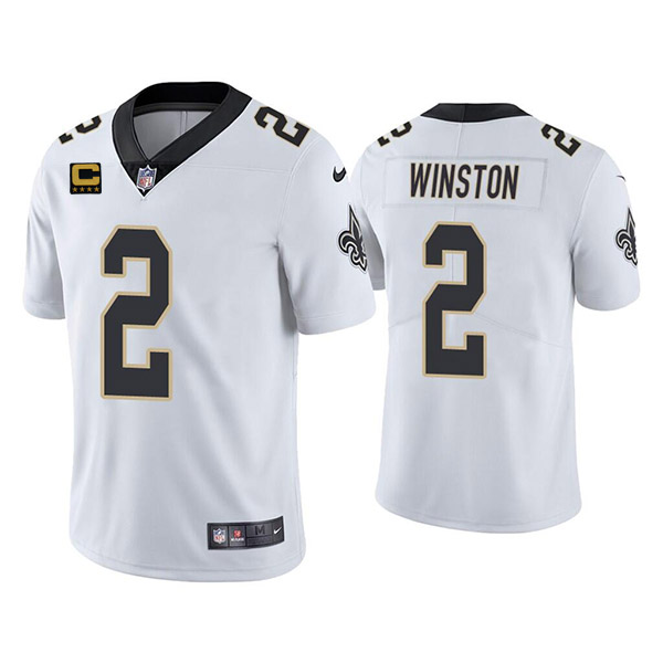 Men's New Orleans Saints 2022 #2 Jameis Winston White With 4-star C Patch Vapor Untouchable Cool Base Stitched Jersey