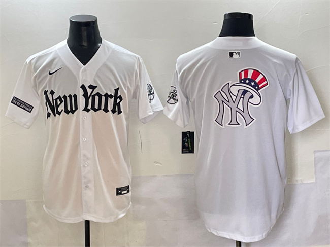 Men's New York Yankees Team Big Logo White 'Gothic Legacy Edition' Vapor Premier Limited Stitched Baseball Jersey 002