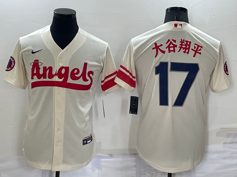 Men's Los Angeles Angels #17 大谷翔平 2022 Cream City Connect Cool Base Stitched Jersey