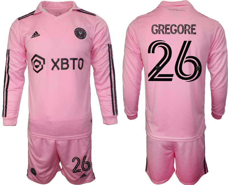 Men's Inter Miami CF #26 Gregore 2023/24 Pink Home Soccer Jersey Suit