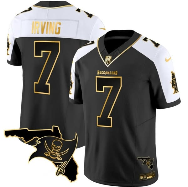 Men's Tampa Bay Buccaneers #7 Bucky Irving Black/White Limited Stitched Jersey