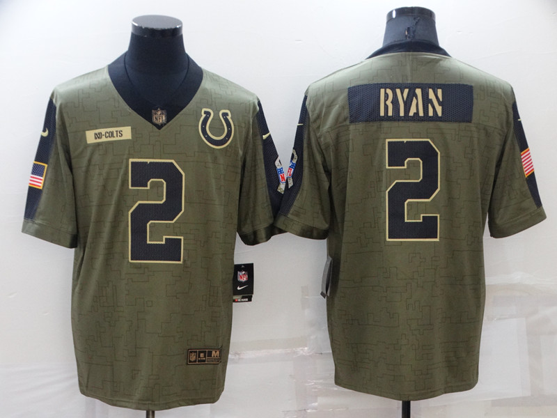 Men's Indianapolis Colts #2 Matt Ryan Olive Salute To Service Limited Stitched Jersey