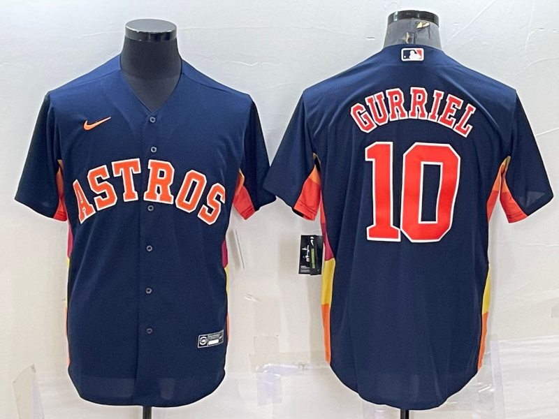 Men's Houston Astros #10 Yuli Gurriel Navy Cool Base Stitched Jersey