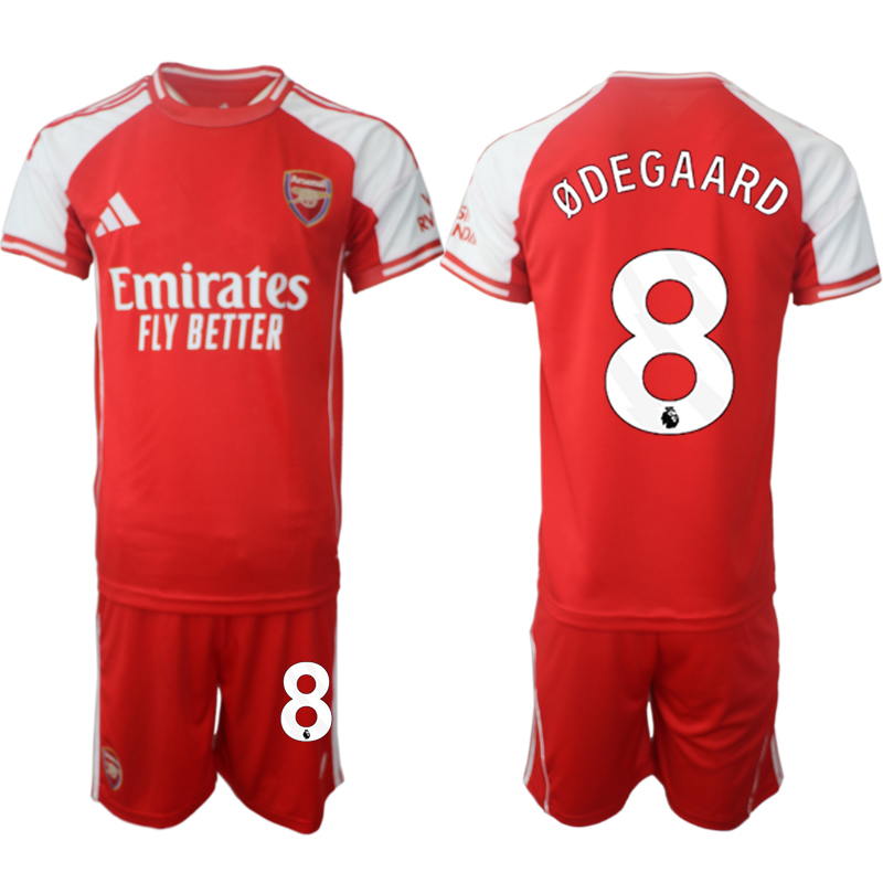 Men's Arsenal F.C #8 Martin Ødegaard Red 2025 Home Soccer Jersey Suit
