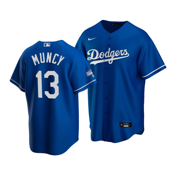 Men's Los Angeles Dodgers #13 Max Muncy Blue 2020 World Series Champions Home Patch Stitched MLB Jersey