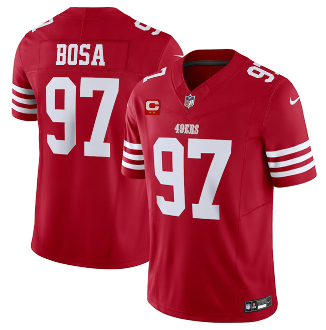 Men's San Francisco 49ers #97 Nick Bosa Red 2023 F.U.S.E. With 2-Star C Patch Vapor Untouchable Limited Stitched Football Jersey