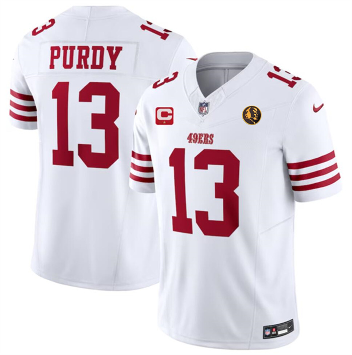 Men's San Francisco 49ers #13 Brock Purdy White 2023 F.U.S.E. With 1-star C Ptach And John Madden Patch Vapor Limited Stitched Football Jersey