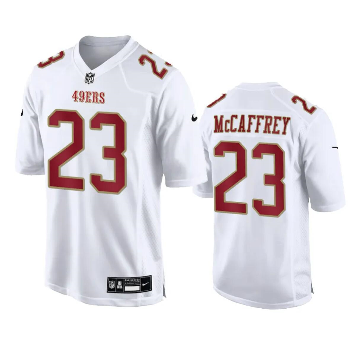 Men's San Francisco 49ers #23 Christian McCaffrey White Fashion Vapor Untouchable Limited Stitched Football Jersey