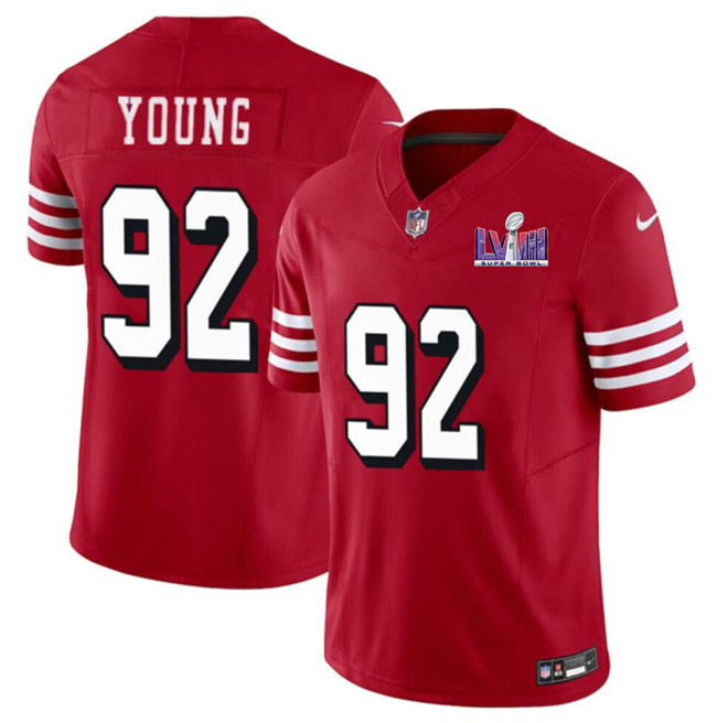 Men's San Francisco 49ers #92 Chase Young New Red F.U.S.E. Super Bowl LVIII Patch Vapor Untouchable Limited Stitched Football Jersey