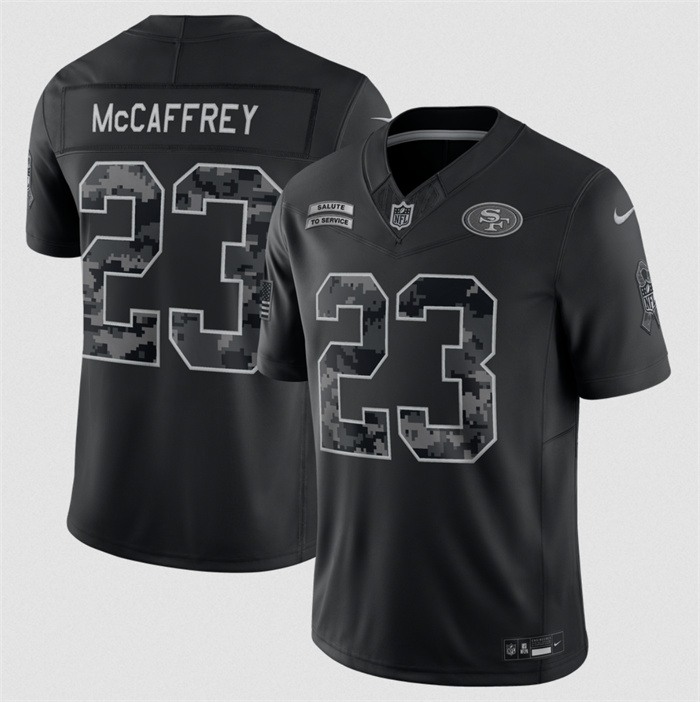Men's San Francisco 49ers #23 Christian McCaffrey Black F.U.S.E. 2026 Salute to Service Limited Stitched Football Jersey