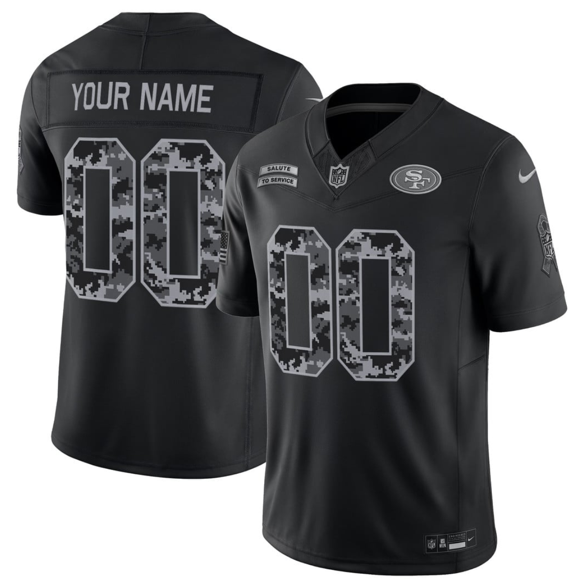 Men's San Francisco 49ers Active Player Custom Black F.U.S.E. 2026 Salute to Service Limited Stitched Football Jersey