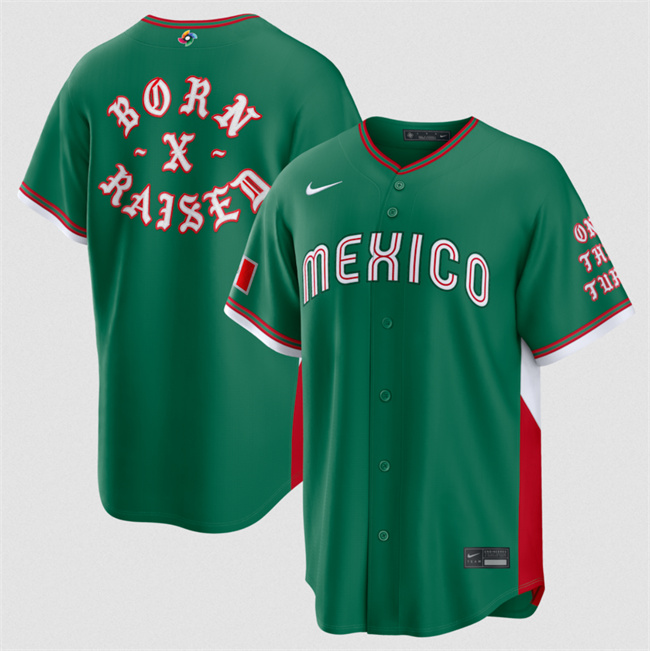 Men's Mexico Baseball Born x Raised Green 2026 World Baseball Classic Stadium Stitched Jerse