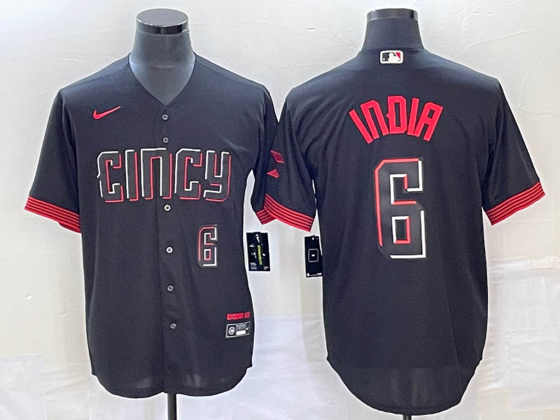 Men's Cincinnati Reds #6 Jonathan India Black 2023 City Connect With Patch Stitched Jersey