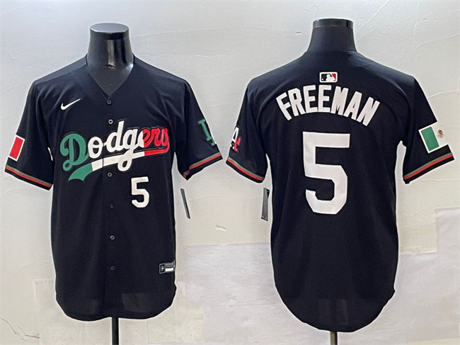 Men's Los Angeles Dodgers #5 Freddie Freeman Black Mexico Flag Limited Stitched Baseball Jersey Men's Los Angeles Dodgers #5 Freddie Freeman Black Mexico Flag Limited Stitched Baseball Jersey