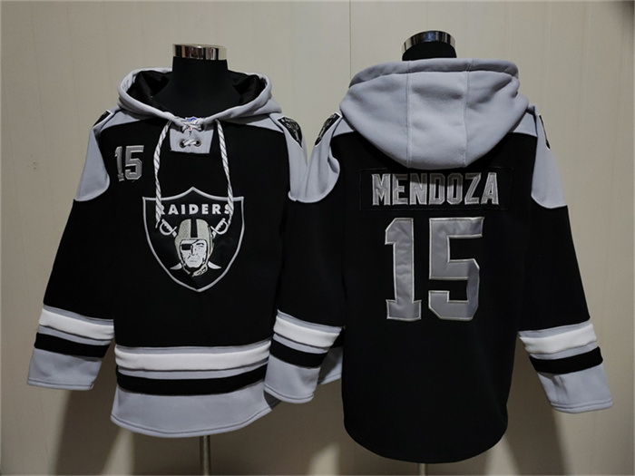 Men's Las Vegas Raiders #15 Fernando Mendoza Black Ageless Must-Have Lace-Up Pullover Hoodie