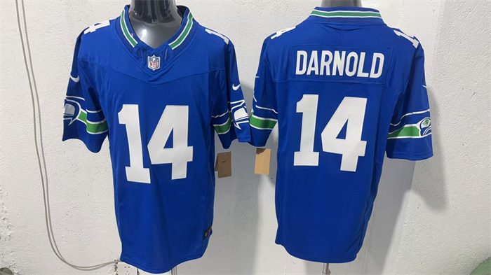 Men's Seattle Seahawks #14 Sam Darnold Royal 2026 F.U.S.E. Throwback Vapor Untouchable Limited Stitched Football Jersey