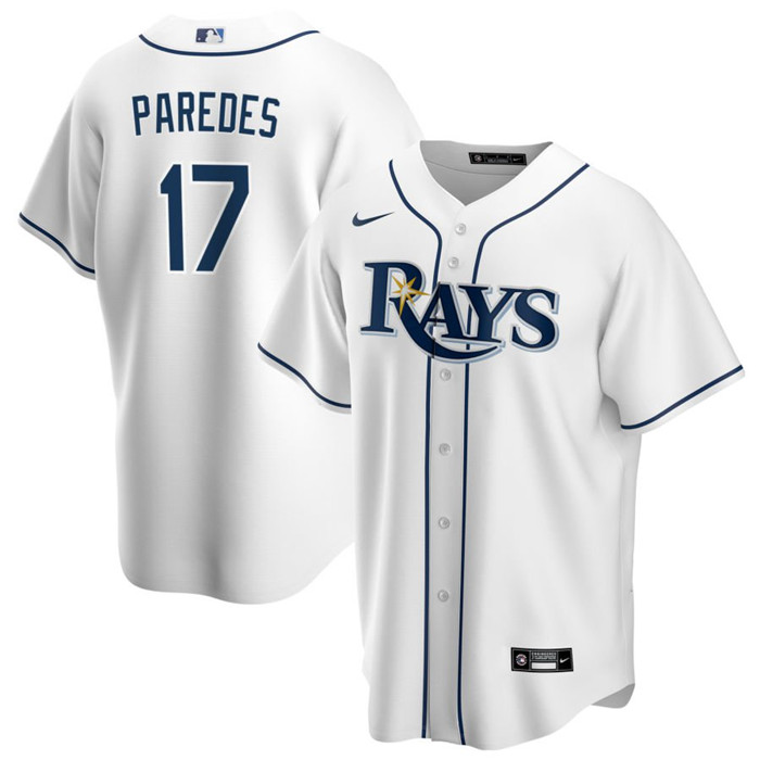Men's Tampa Bay Rays #17 Isaac Paredes White Cool Base Stitched Baseball Jersey Men's Tampa Bay Rays #17 Isaac Paredes White Cool Base Stitched Baseball Jersey