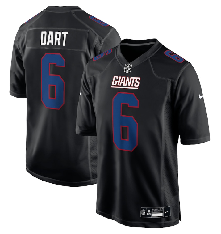 Men's New York Giants #6 Jaxson Dart Black Fashion Stitched Game Jersey