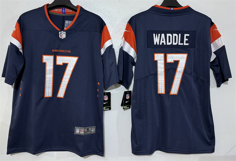 Men's Denver Broncos #17 Jaylen Waddle Navy 2026 Vapor Limited Stitched Football Jersey