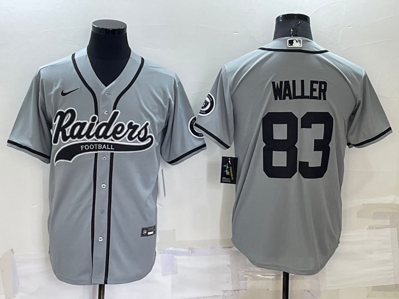 Men's Las Vegas Raiders #83 Darren Waller Grey Cool Base Stitched Baseball Jersey