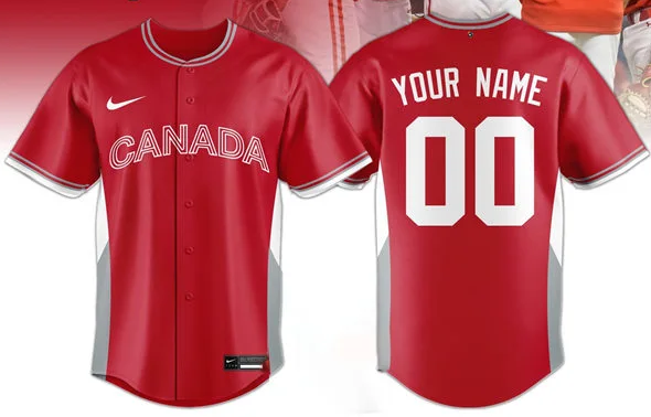 Men's Canada Baseball Custom Red 2026 World Baseball Classic Stitched Jersey