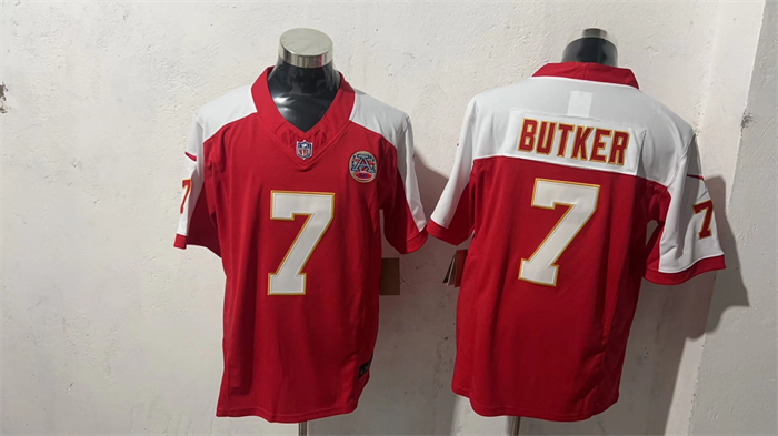 Men’s Kansas City Chiefs #7 Harrison Butker Red/White F.U.S.E Vapor Untouchable Limited Stitched Football Jersey