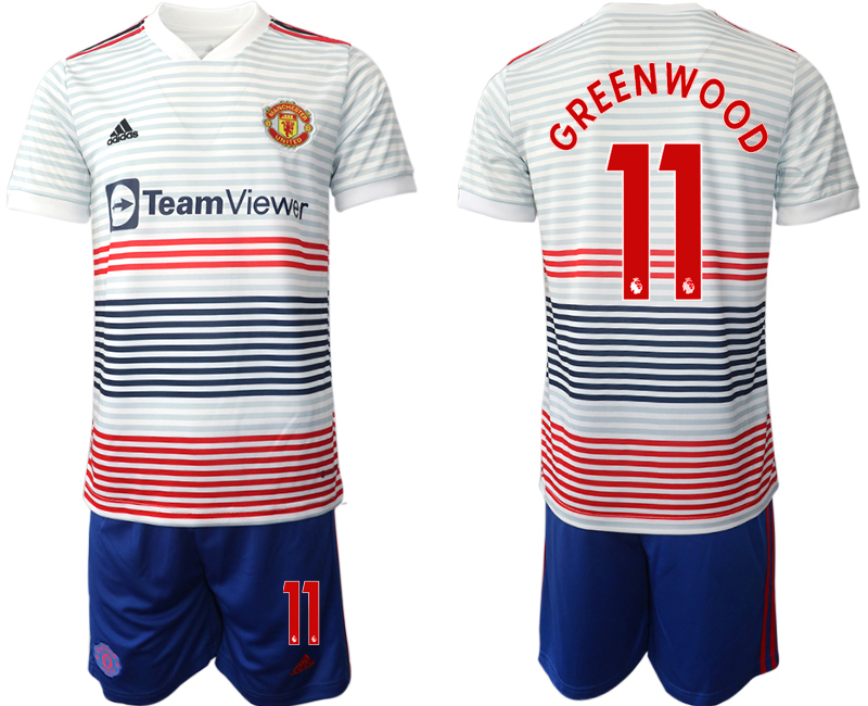 Men's Manchester United #11 Greenwoond 22/23 White Away Soccer Jersey Suit