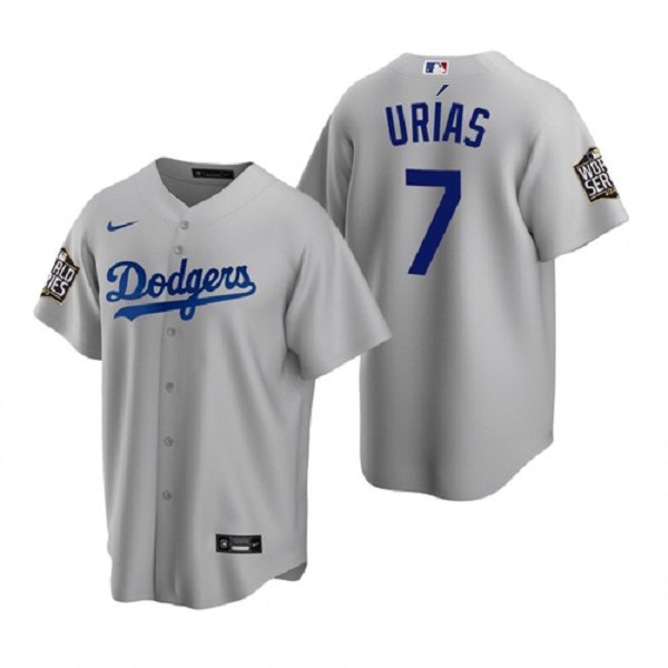 Men's Los Angeles Dodgers #7 Julio Urias Grey 2020 World Series Stitched Jersey