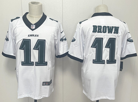 Men's Philadelphia Eagles #11 A.J. Brown White 2024 New Vapor Untouchable Limited Stitched Football Jersey
