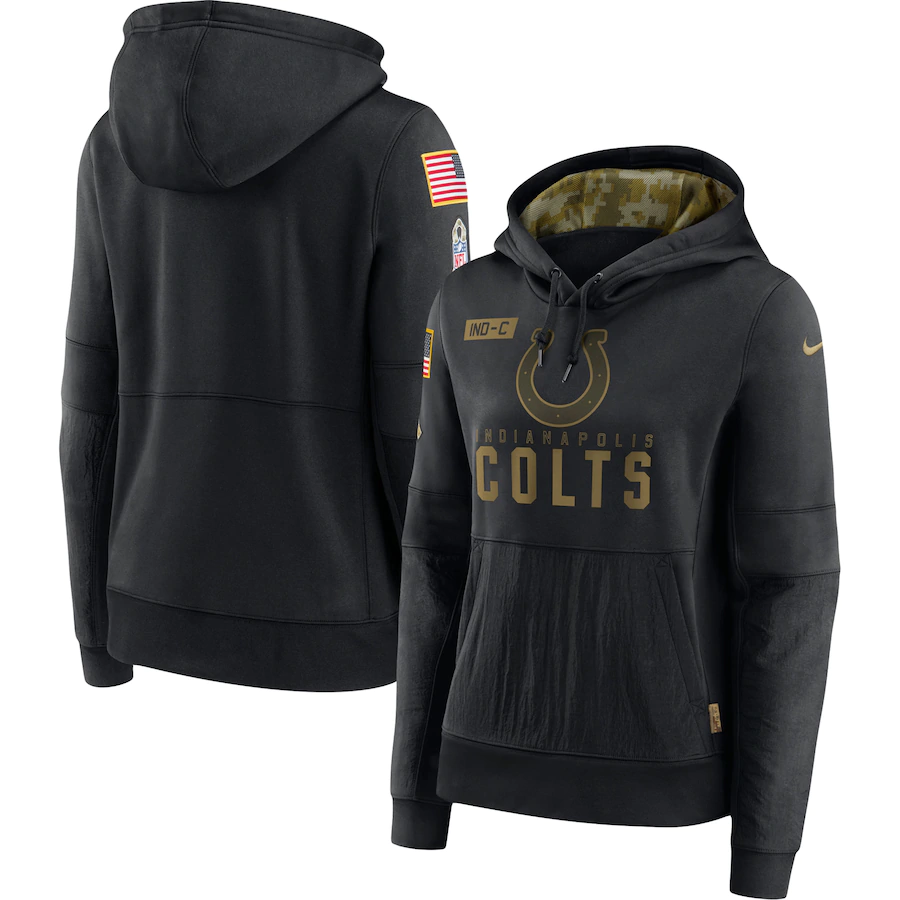 Women's Indianapolis Colts 2020 Black Salute To Service Sideline Performance Pullover Hoodie (Run Small)