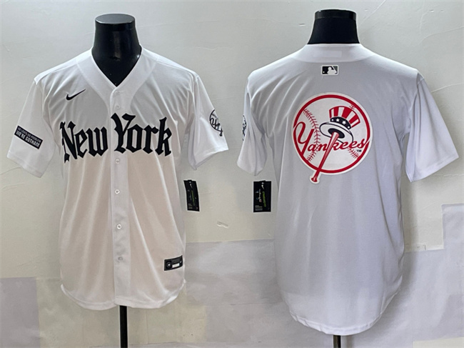Men's New York Yankees Team Big Logo White 'Gothic Legacy Edition' Vapor Premier Limited Stitched Baseball Jersey 004