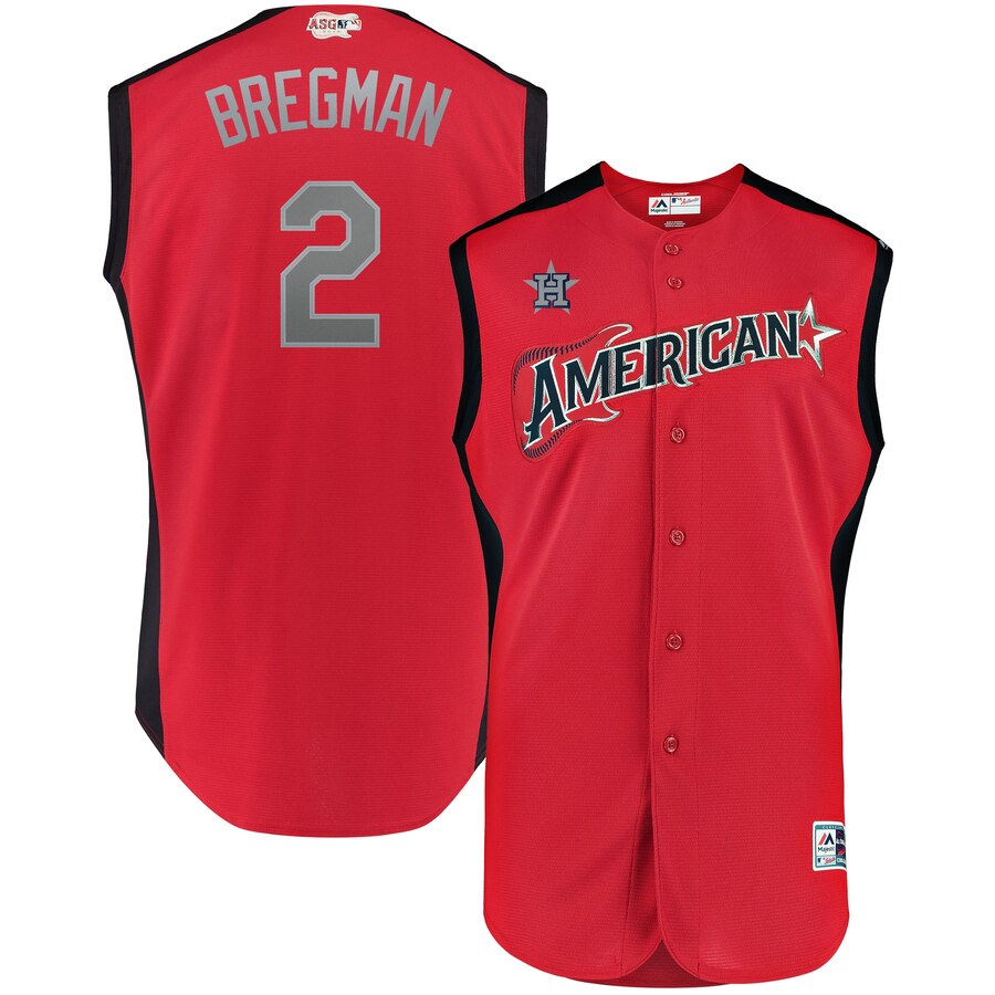 American League #2 Alex Bregman Majestic 2019 MLB All-Star Game Workout Player Jersey Red American League #2 Alex Bregman Majestic 2019 MLB All-Star Game Workout Player Jersey Red