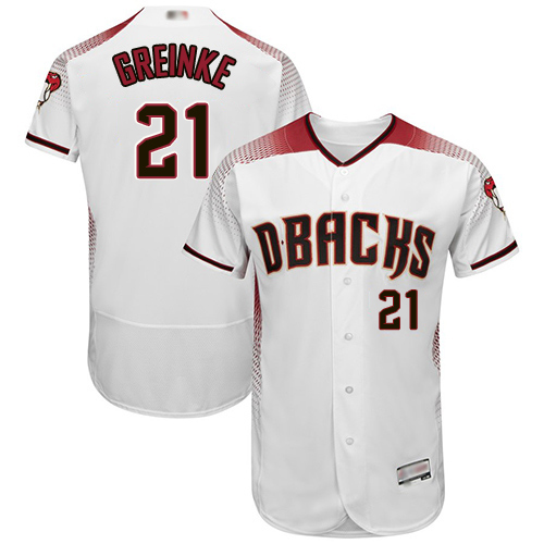Diamondbacks #21 Zack Greinke White/Crimson Flexbase Authentic Collection Stitched MLB Jersey