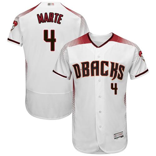 Diamondbacks #4 Ketel Marte White/Crimson Flexbase Authentic Collection Stitched MLB Jersey