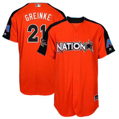Diamondbacks #21 Zack Greinke Orange 2017 All-Star National League Stitched MLB Jersey