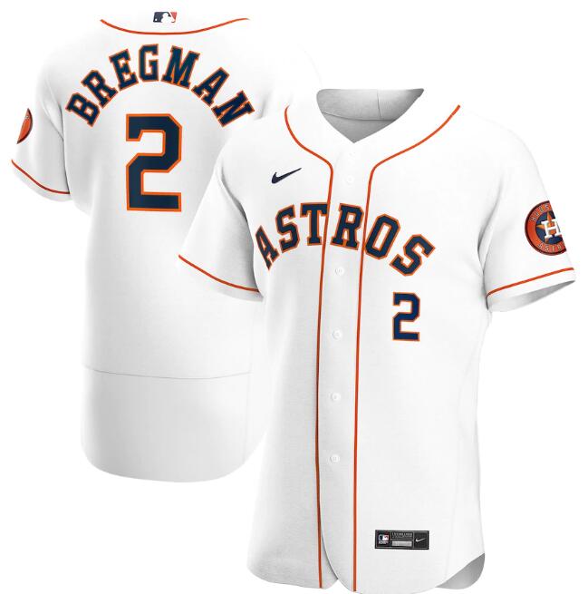 Men's Houston Astros #2 Alex Bregman White MLB Flex Base Stitched Jersey