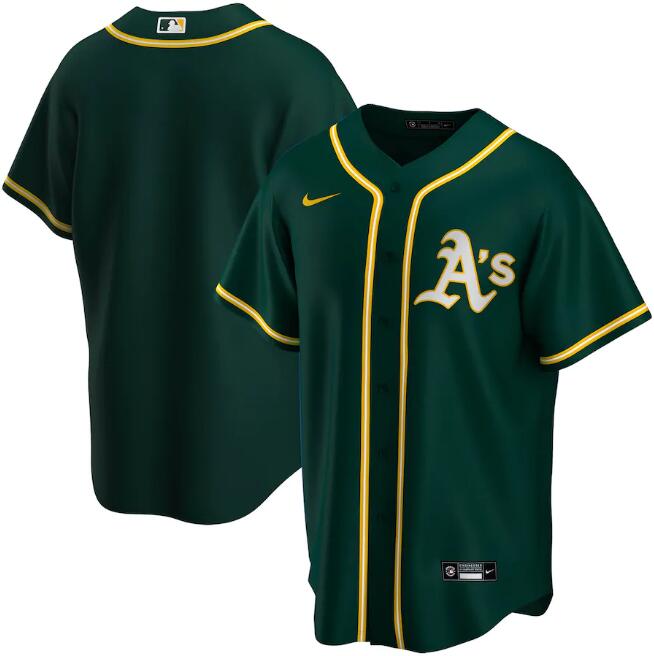 Men's Oakland Athletics Blank Green MLB Cool Base Stitched Jersey