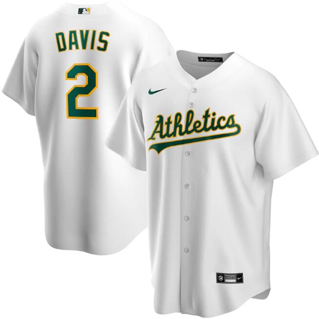 Men's Oakland Athletics #2 Khris Davis White MLB Cool Base Stitched Jersey