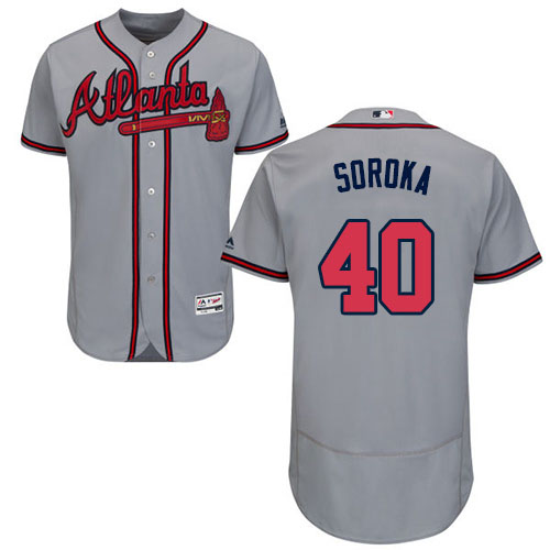 Braves #40 Mike Soroka Grey Flexbase Authentic Collection Stitched MLB Jersey