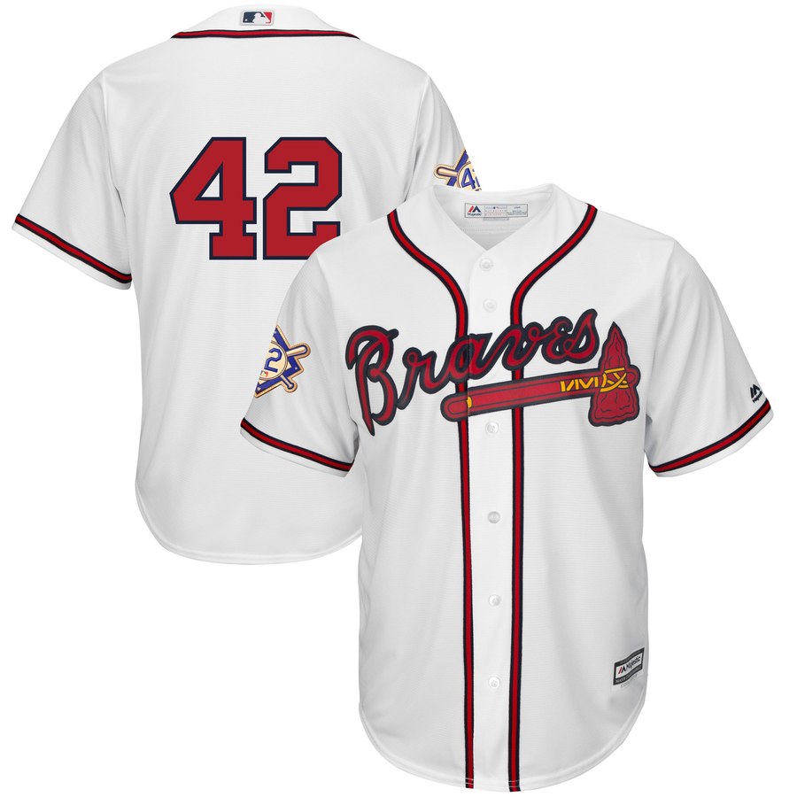 Atlanta Braves #42 Majestic 2019 Jackie Robinson Day Official Cool Base Jersey White Atlanta Braves #42 Majestic 2019 Jackie Robinson Day Official Cool Base Jersey White