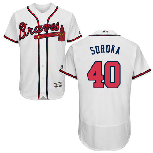 Braves #40 Mike Soroka White Flexbase Authentic Collection Stitched MLB Jersey Braves #40 Mike Soroka White Flexbase Authentic Collection Stitched MLB Jersey