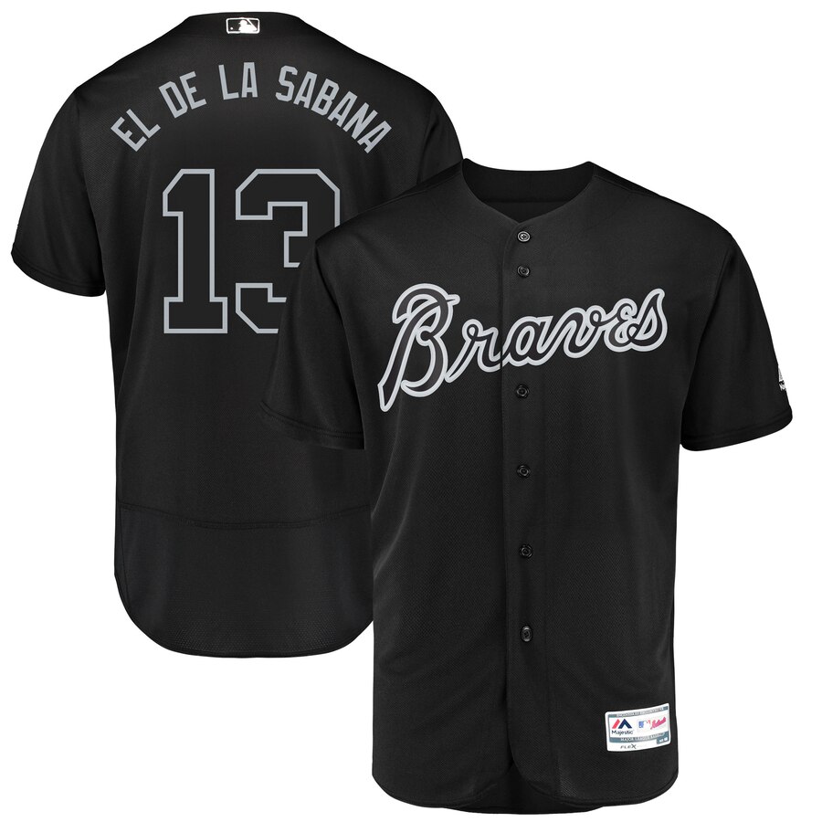 Atlanta Braves #13 Ronald Acuna Jr. El de la Sabana Majestic 2019 Players' Weekend Flex Base Authentic Player Jersey Black