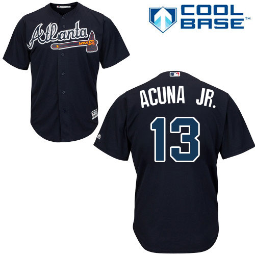 Braves #13 Ronald Acuna Jr. Blue New Cool Base Stitched MLB Jersey