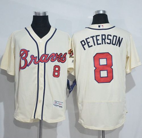 Braves #8 Jace Peterson Cream Flexbase Authentic Collection Stitched MLB Jersey Braves #8 Jace Peterson Cream Flexbase Authentic Collection Stitched MLB Jersey