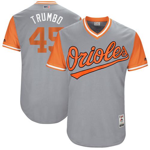 Orioles #45 Mark Trumbo Gray "Trumbo" Players Weekend Authentic Stitched MLB Jersey
