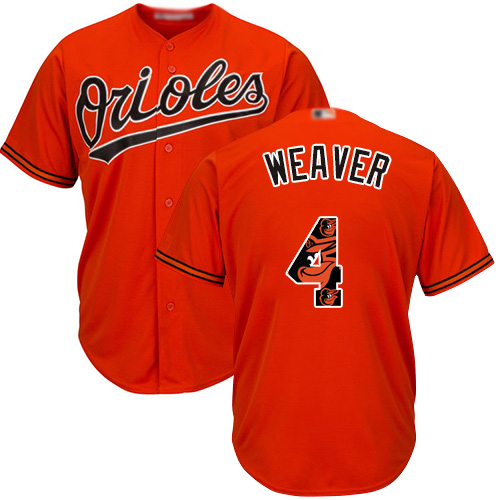 Orioles #4 Earl Weaver Orange Team Logo Fashion Stitched MLB Jersey